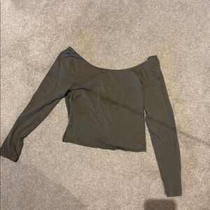 Lace-back Long Sleeve Top in Dark Olive